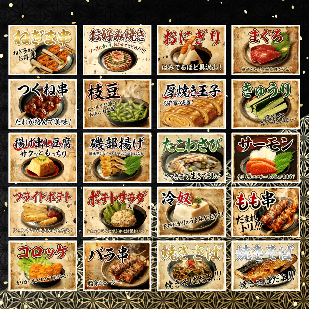 1/18日までDX版半額セール中！【VRChat想定ワールドアセット】「おつまみ20」(+DX版は箸袋100点セット同梱)